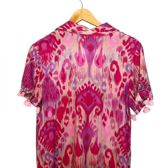 SOFT SURROUNDINGS embroidered pink Palace Maxi Dress Pink S - Picture 9 of 10